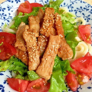 ガッツリ麺‼︎肉サラダうどん♪